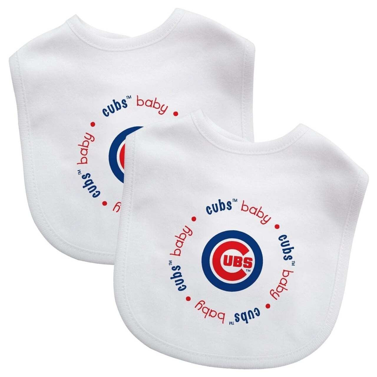 Chicago Cubs Baby Bibs 2-Pack White Cotton Unisex Infant Apparel Mlb